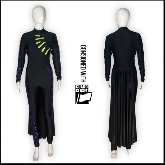 Black Green Purple Long Sleeve Skirted Unitards | Creative Costuming & Designs | Set of 6