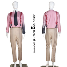 Load image into Gallery viewer, 16 Red and Blue Shirt and Tie Tops with Khaki Tan Bib Pants by Synced Up Designs
