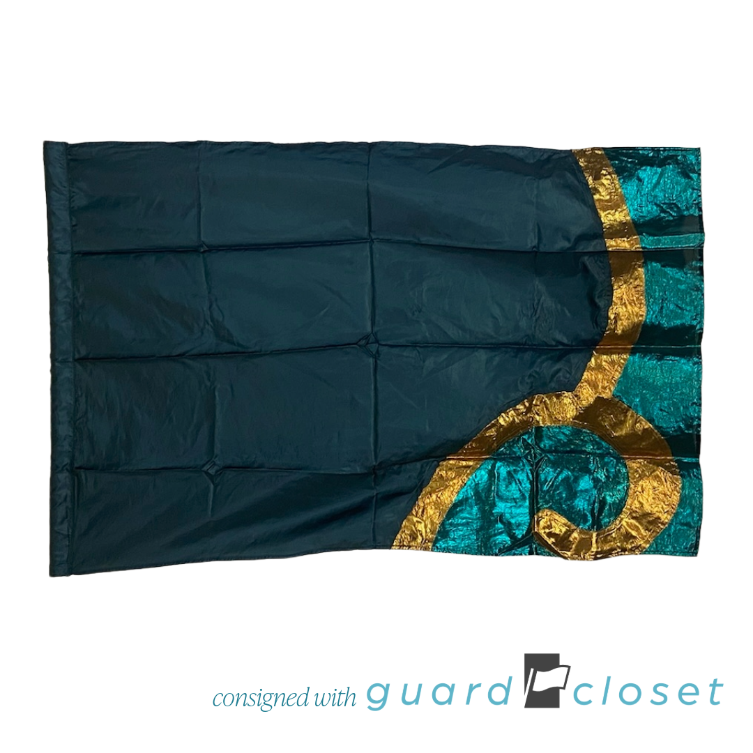 7 Dark Green Teal Gold Flags