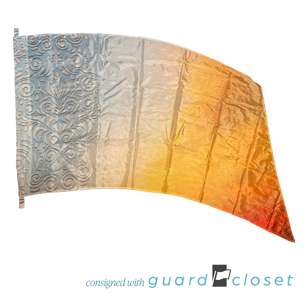 11 Orange Blue Filigree Ombre Sunrise Sunset Flag