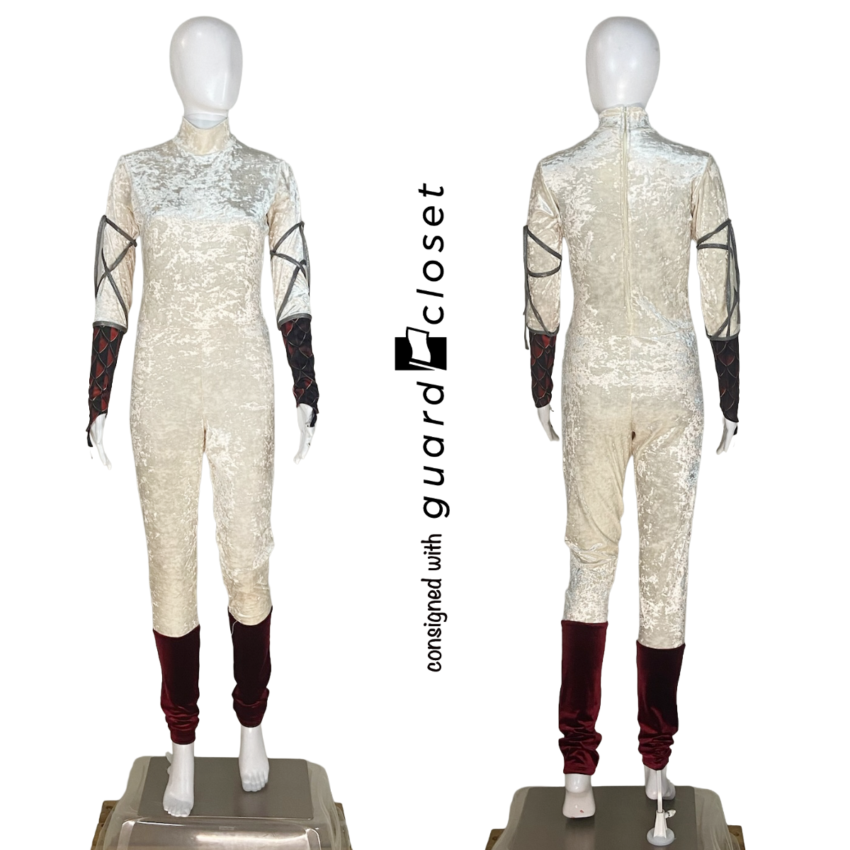 27 Ivory Long Sleeve Unitards with Maroon Black Vests by Dance Sophisticates