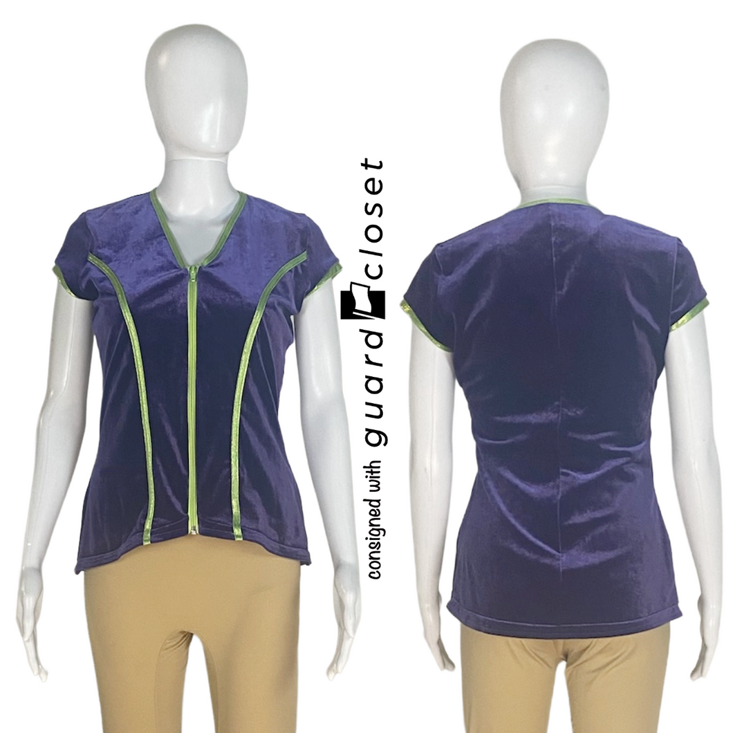 24 Purple Lime Green Zip Up Short Sleeve Tops by Creative Costuming & Designs