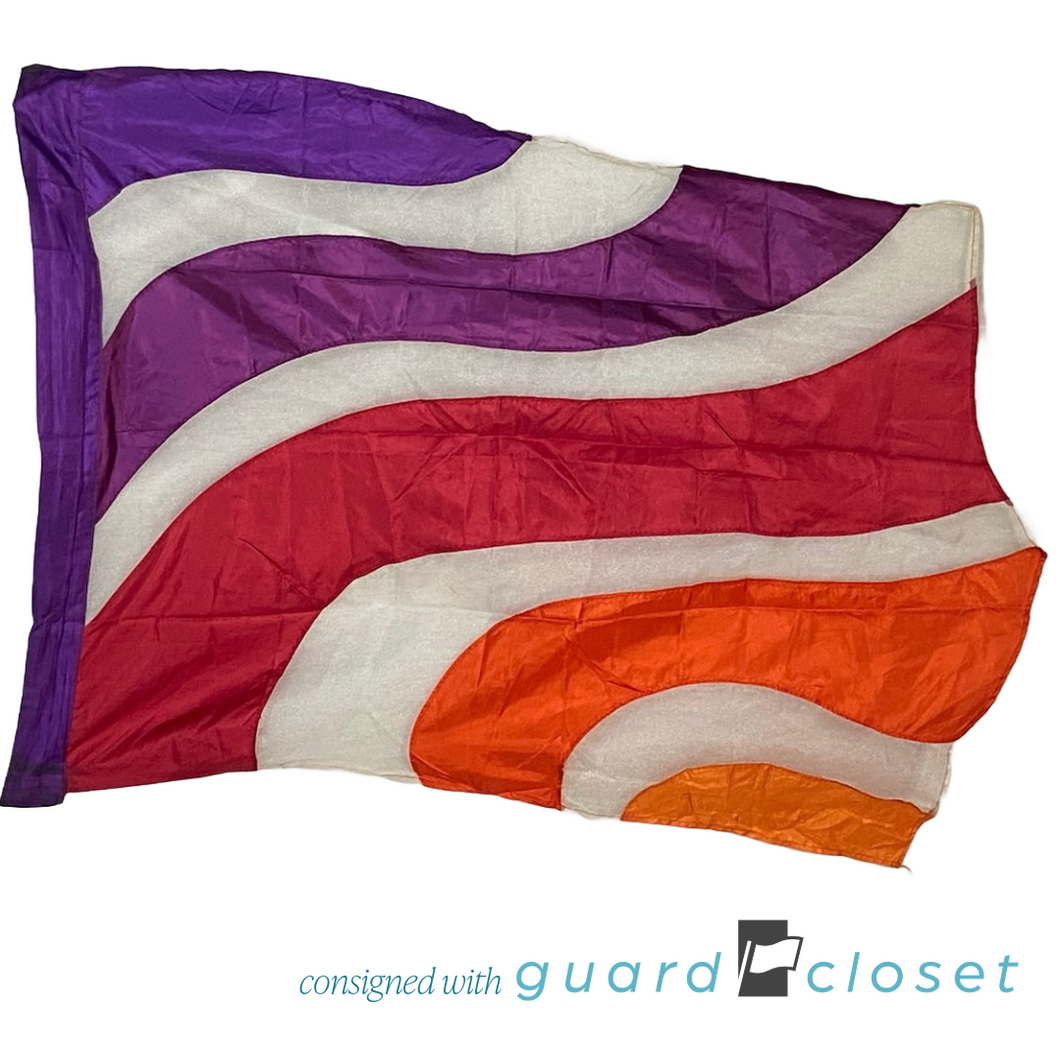 9 Warm Colors (Purple, Red, Orange) Wave Flags