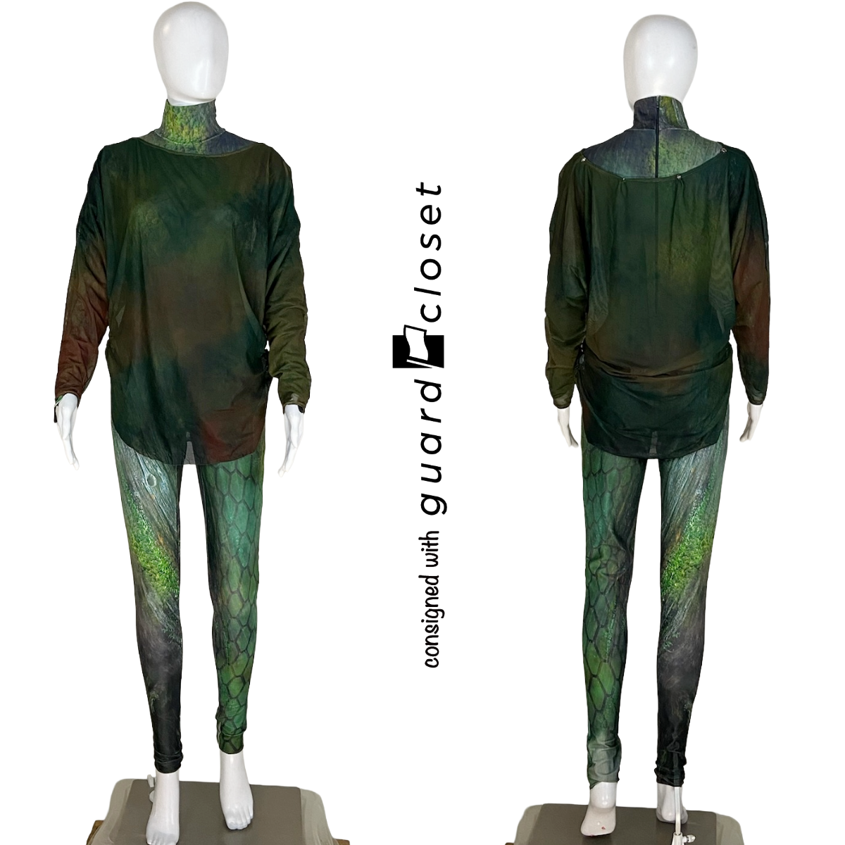 15 Green Brown Lizard Swamp Creature Unitards with Smocks by F. J. Miller