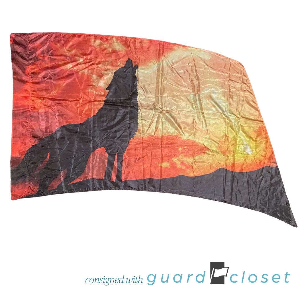 20 Orange Yellow Howling Wolf Silhouette Flags by Digital Performance Gear