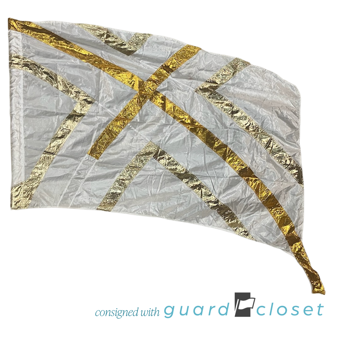 Gold White Criss Cross Flags 3313221A | McCormicks | Set of 6