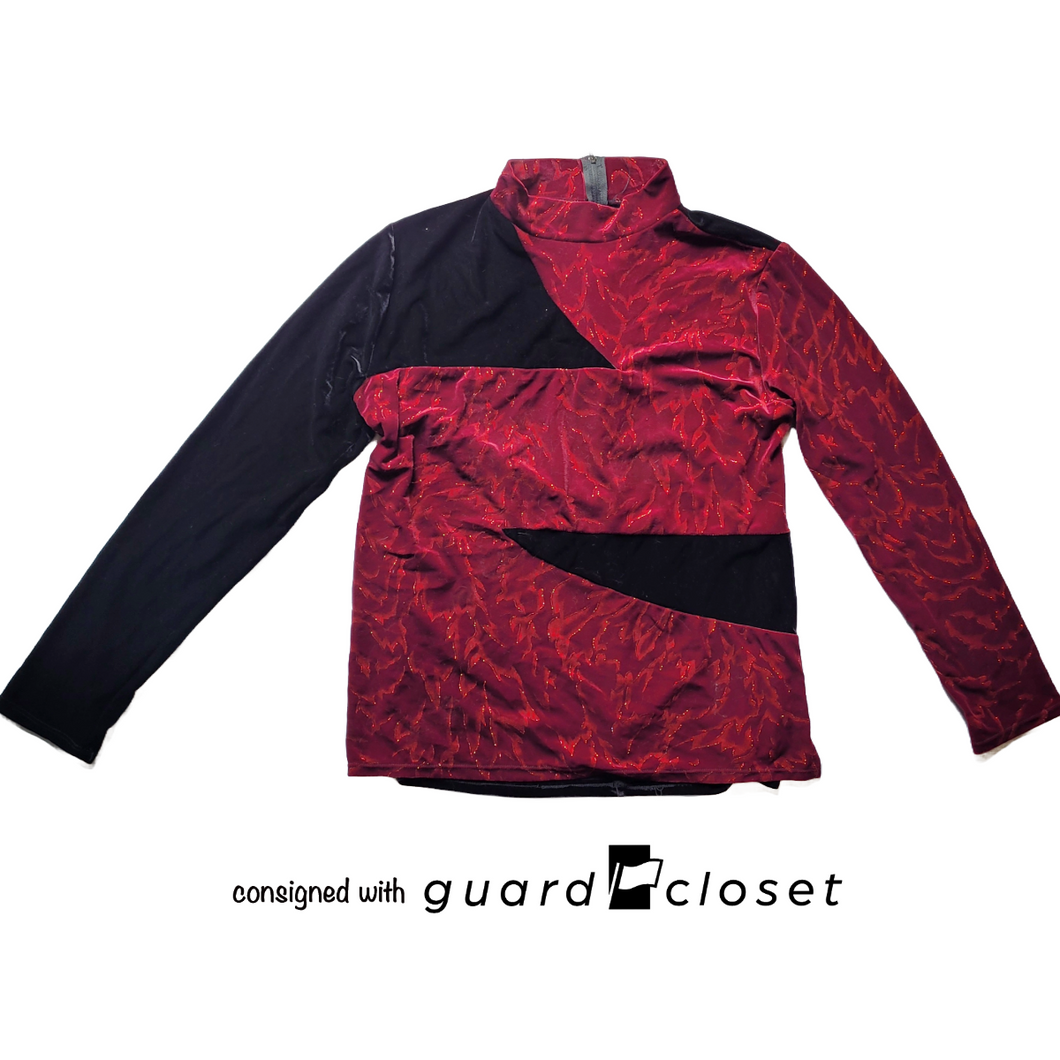 34 Burgundy Black Long Sleeve Male Top by Algy