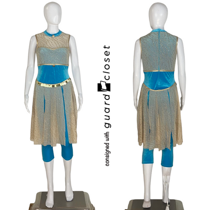 16 Aqua Tan Gold Capri Sleeveless Unitards by Dance Sophisticates