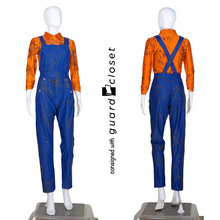 Load image into Gallery viewer, 13 Blue Orange Overall Unitards by Creative Costuming &amp; Designs
