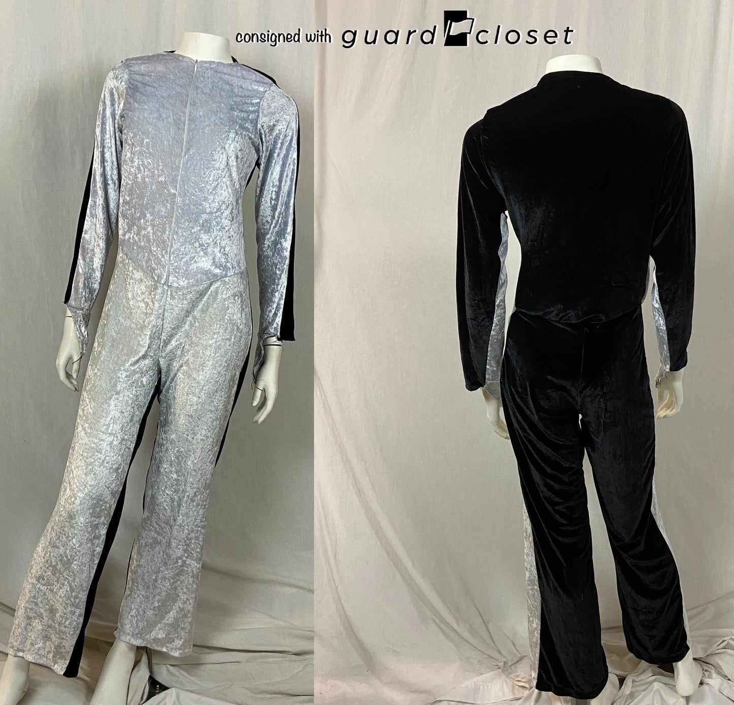 7 Black white Zip Front Unitards