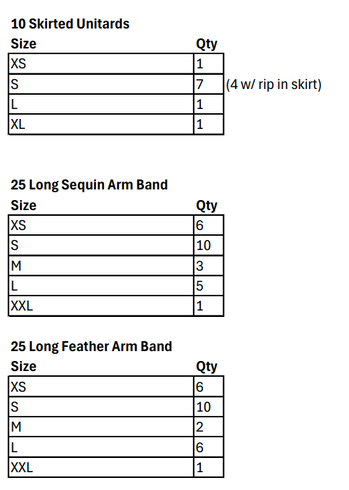 10 Beige Brown Teal Skirted Unitards w/ Arm Bands & Neck Pieces by Creative Costuming & Design