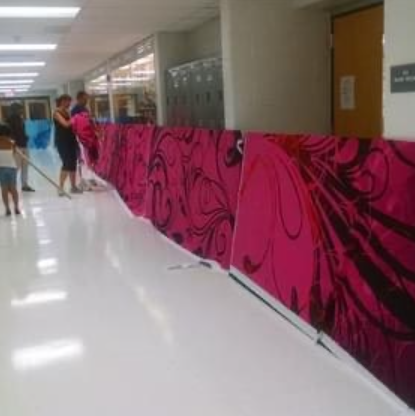 14 pink blue printed fabric sideline panels