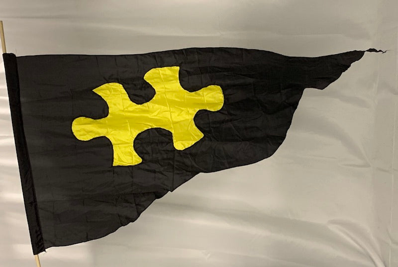 12 black/yellow puzzle piece flags