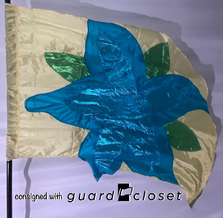 39 blue green flower flags