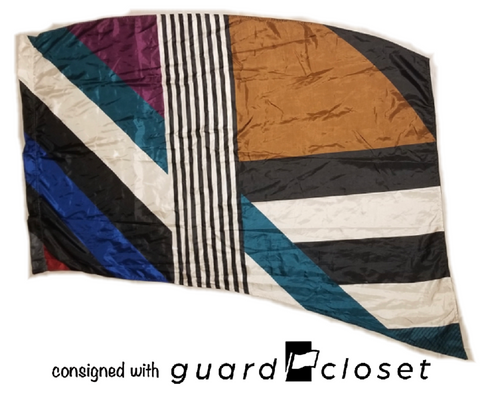 16 multi color black pattern flags R&S Marching Arts
