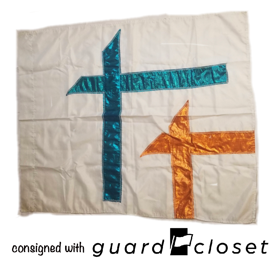 6 white orange blue cross flags