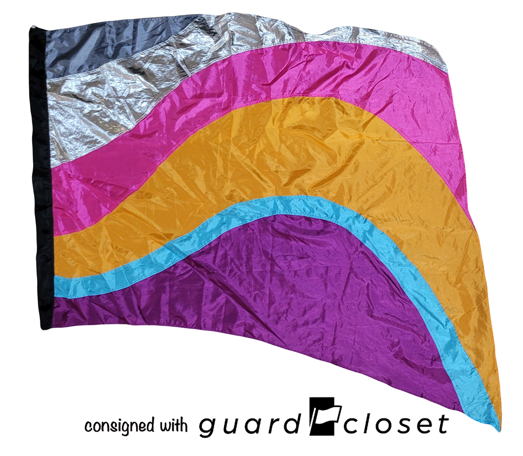 10 multicolor wave flags