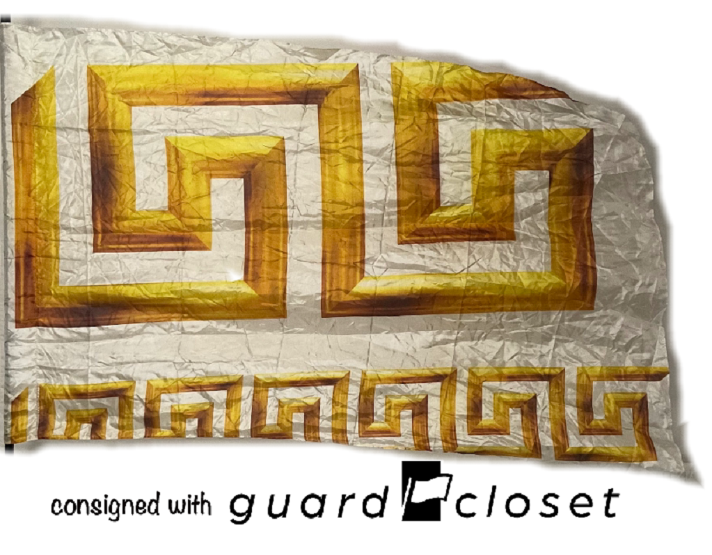 65 gold white Greek key Winter Guard Tarps flags