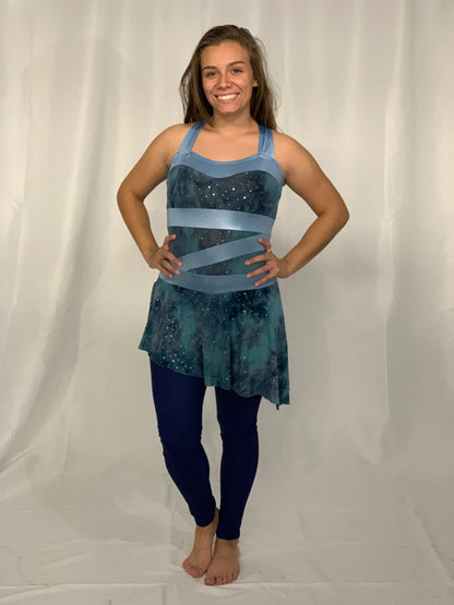 9 Navy green light Blue sleeveless Unitards With Attached Skirts- A Wish Come True