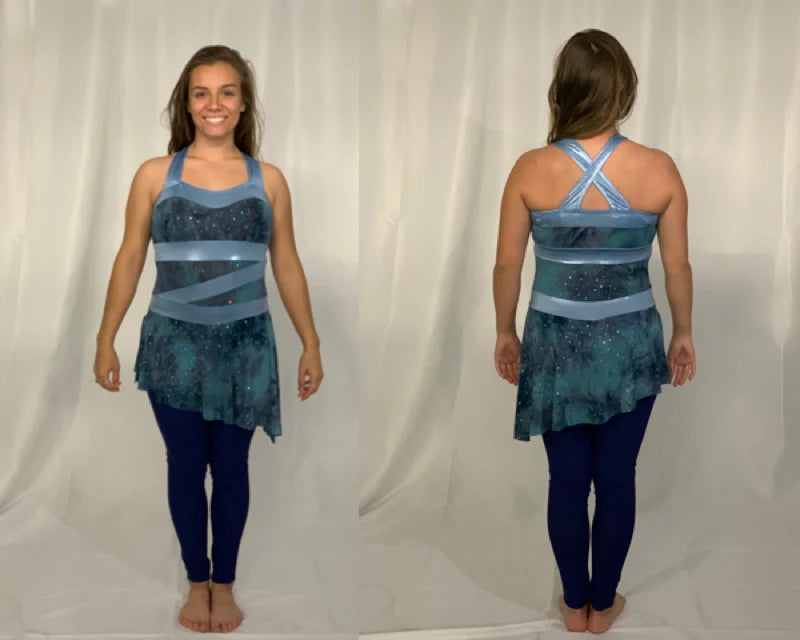9 Navy green light Blue sleeveless Unitards With Attached Skirts- A Wish Come True