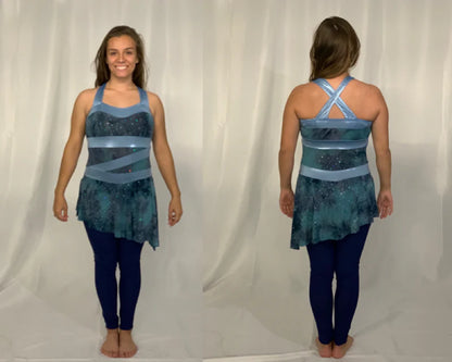 9 Navy green light Blue sleeveless Unitards With Attached Skirts- A Wish Come True