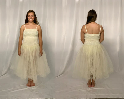 13 Ivory Dresses With Attached Leotard/tulle Skirt/lace Top Removable Beige Straps by Body Wrappers