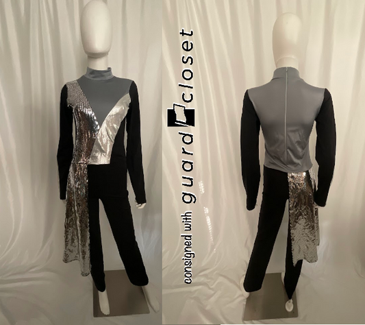 16 black silver unitards