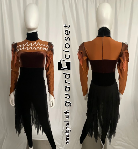 18 brown/black skirted unitards