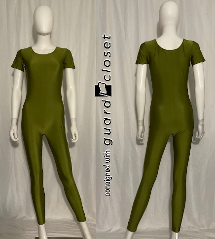 9 solid olive green short sleeve unitards