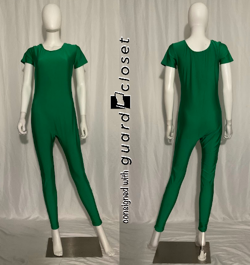 7 solid green short sleeve unitards