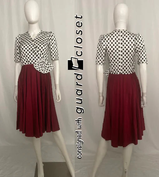 7 red white black polka dot unitards + 1 dress by Georgie Girl