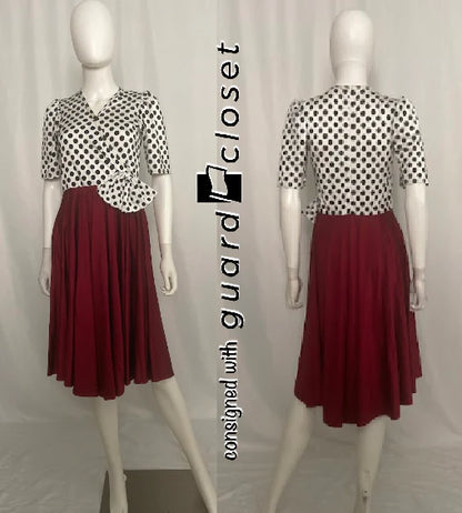 7 red white black polka dot unitards + 1 dress by Georgie Girl