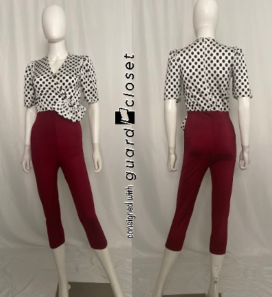 7 red white black polka dot unitards + 1 dress by Georgie Girl