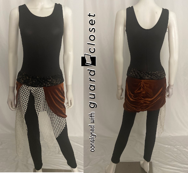 15 brown sleeveless unitards with white skirting by Georgie Girl