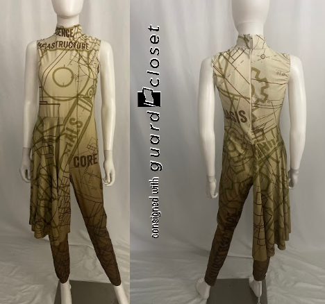 14 beige text print skirted unitards + 1 unitard