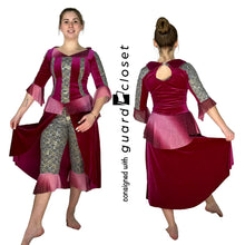 Load image into Gallery viewer, 14 Rose Magenta Burgundy Silver Gunmetal Capri Unitard by A Wish Come True
