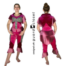 Load image into Gallery viewer, 14 Rose Magenta Burgundy Silver Gunmetal Capri Unitard by A Wish Come True
