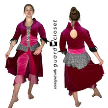 Load image into Gallery viewer, 14 Rose Magenta Burgundy Silver Gunmetal Capri Unitard by A Wish Come True
