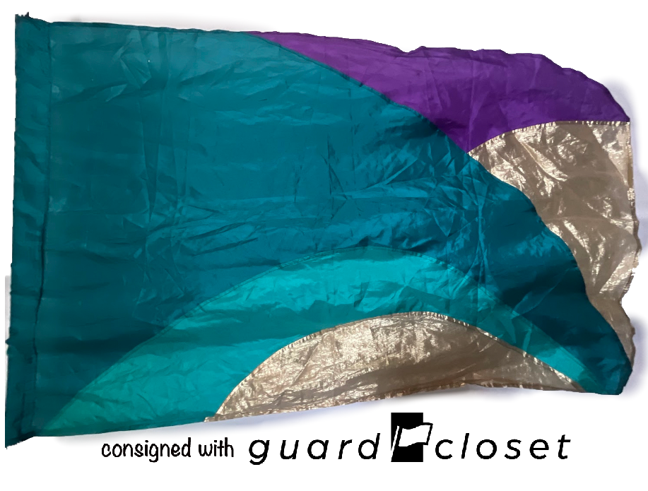 5 teal/gold/purple flags