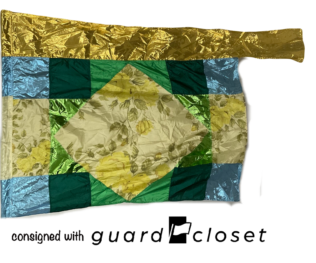 6 yellow gold green blue flower flags