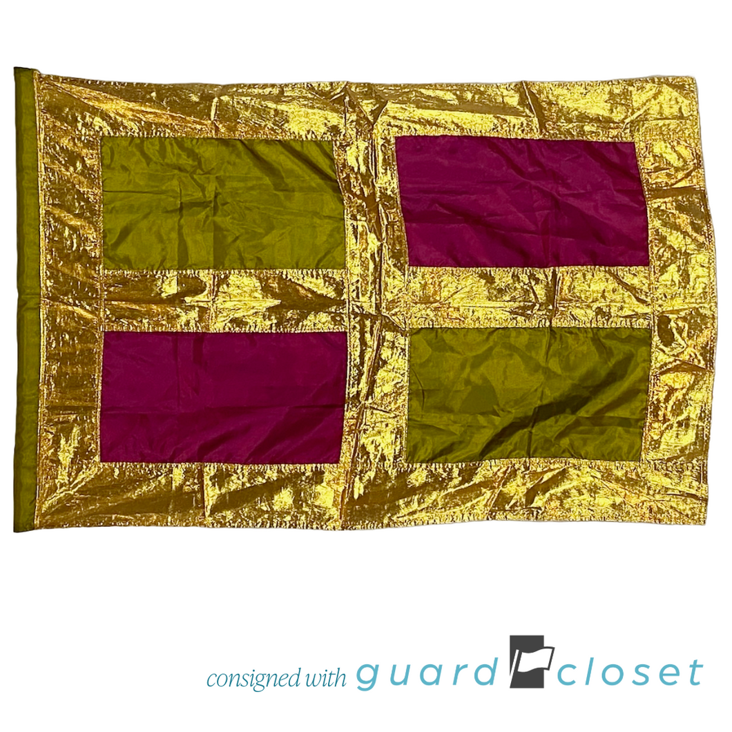 7 Gold Olive Maroon Block Flags