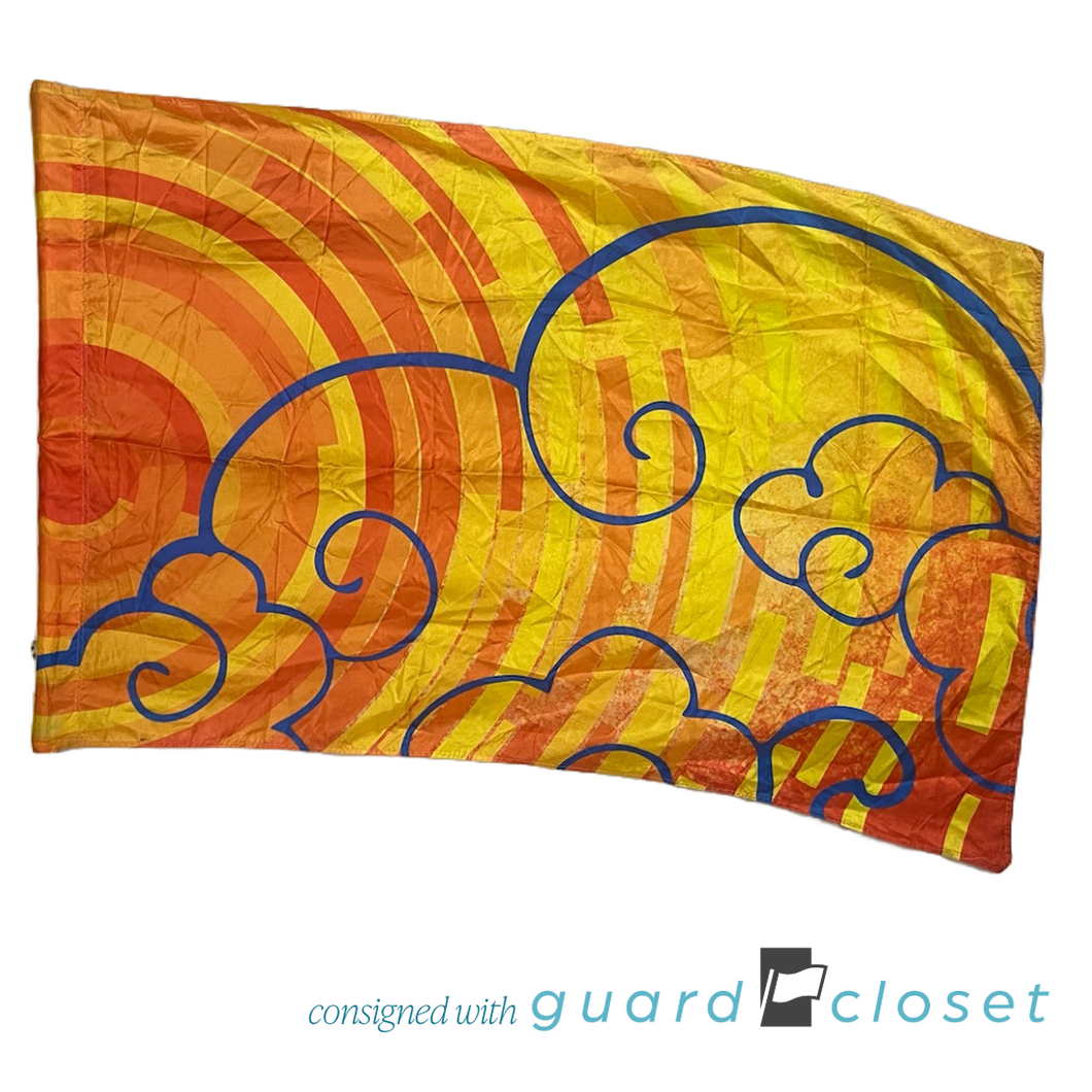 30 Orange Yellow Blue Sun and Clouds Flags by Field & Floor FX