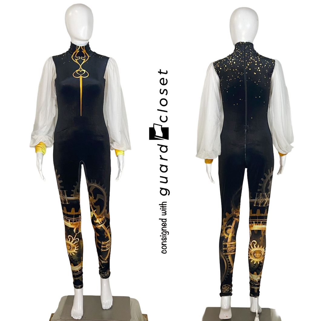 16 Black Gold White Steampunk Long Sleeve Unitards by F. J. Miller