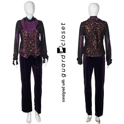 22 purple orange black sleeveless unitards by Algy