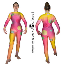 Load image into Gallery viewer, 10 Multicolor dot long sleeve unitard w/ short sleeve overlay

