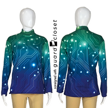 Load image into Gallery viewer, 25 blue green long sleeve circuit board performance tops by DPG
