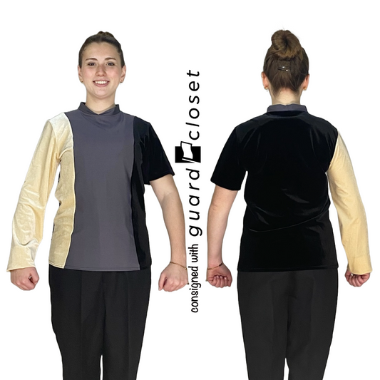 61 Black Gray Tan Asymmetrical Sleeve Tops by A Wish Come True