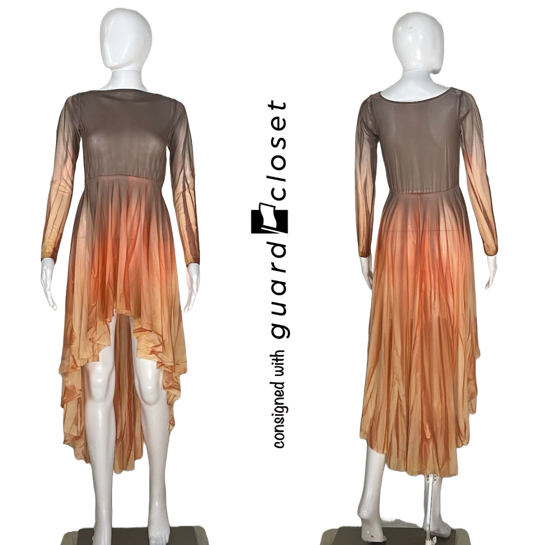 16 Warm Color Long Sleeve Dress overlays w/ high/low skirt