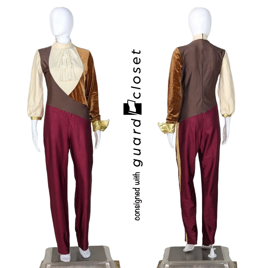 13 Maroon Brown Beige Gold Unitard by Creative Costuming & Designs