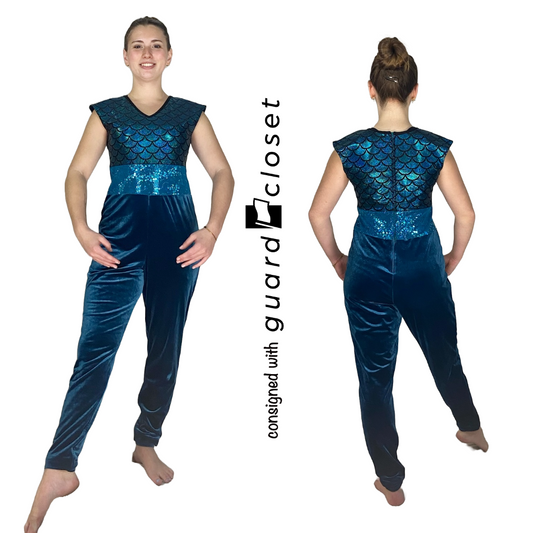 13 Teal Mermaid Sleeveless Unitards by Dance Sophisticates